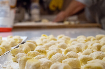 Homemade gnocchi with eggs and flour. traditional Italian recipe