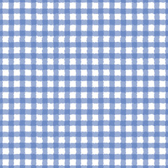 Gingham pattern seamless Plaid repeat vector in blue and white. Design for print, tartan, gift wrap, textiles, checkered background for tablecloths.