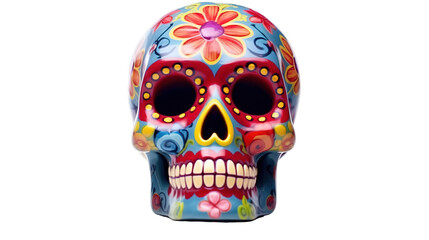 Day of the dead isolated on transparent background, Generative ai.