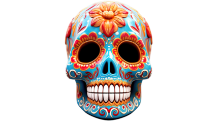 Day of the dead isolated on transparent background, Generative ai.
