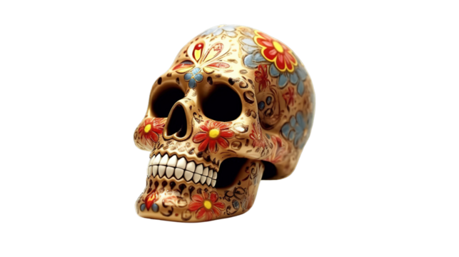 Day of the dead isolated on transparent background, Generative ai.