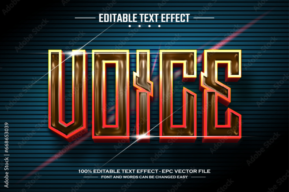 Poster voice 3d editable text effect template