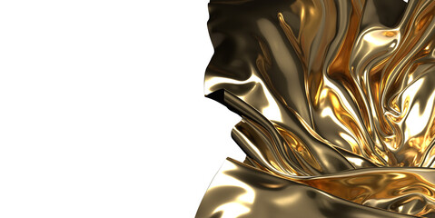 Opulent Drapery: Abstract 3D Gold Cloth Illustration for Exquisite Visuals