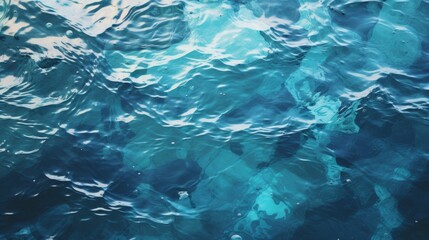 Blue water surface with ripples and reflection, water texture background