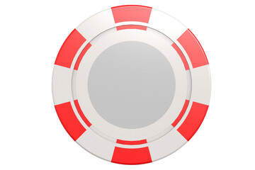 Red and white casino chips isolated