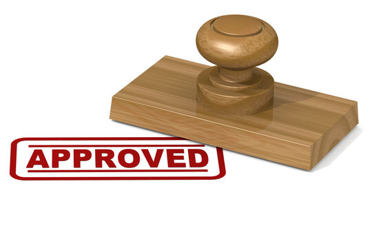 Wooden stamp with approved word