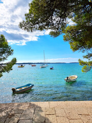 Fazana, Croatia. Beautiful small town of Fazana waterfront view, Istria region, Adriatic Sea.