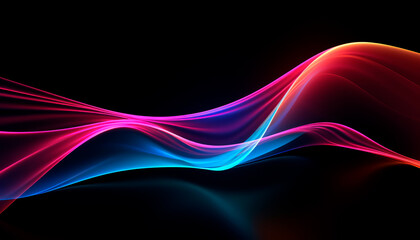Abstract digital background. Futuristic wallpaper with pink, purple and blue neon glowing. Data transfer concept.