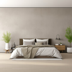 Modern Bedroom interior, Bedroom interior mockup, Modern style Bedroom mockup, empty wall mockup