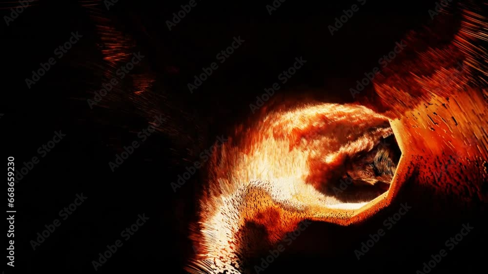 Poster movement inside a pipe covered with multi-colored thick wool. abstract looping endless animation. 3d