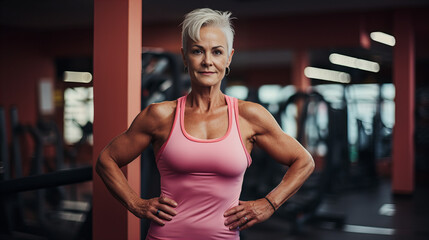 Fototapeta na wymiar mature woman at gym Image 