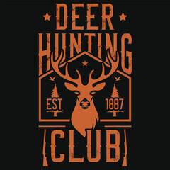 Deer hunting club vintage graphics tshirt design