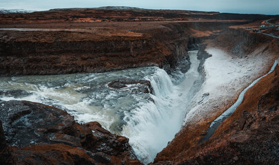 Gullfoss waterfall, Hvita river, Golden Circle Route, Iceland, Europe