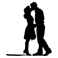 Couple People, art vector silhouette design, Couple dancing silhouette black filled vector Illustration.