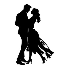 Couple People, art vector silhouette design, Couple dancing silhouette black filled vector Illustration.