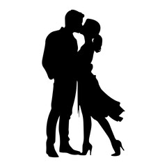 Couple People, art vector silhouette design, Couple dancing silhouette black filled vector Illustration.