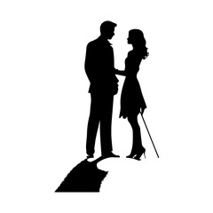Couple People, art vector silhouette design, Couple dancing silhouette black filled vector Illustration.