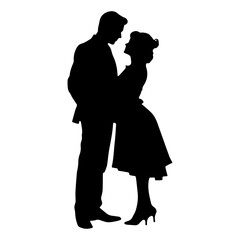 Couple People, art vector silhouette design, Couple dancing silhouette black filled vector Illustration.