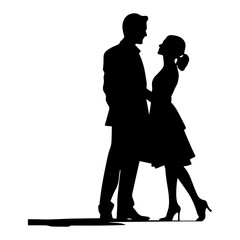 Couple People, art vector silhouette design, Couple dancing silhouette black filled vector Illustration.