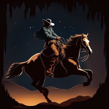 background illustration of a cowboy riding a horse