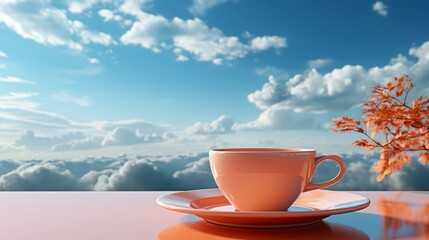 Pop art style of a steaming aromatic cup. Generative AI.