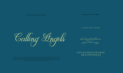 Abstract Calligraphy font alphabet. Minimal modern urban fonts for logo, brand etc. Typography typeface uppercase lowercase and number. vector illustration
