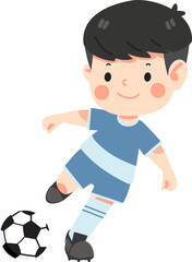 Kid child boy playing soccer kicking the football