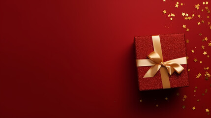 christmas gift box with red background