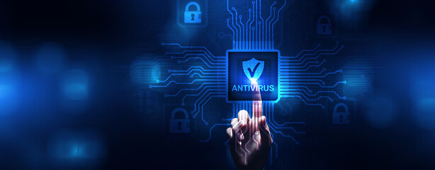 Antivirus software spyware protection data cyber security internet technology concept.