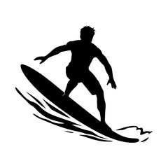 silhouettes of a surfer surfing the waves on his surfboard, Surfer and big wave vector illustrator.