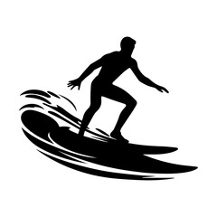 silhouettes of a surfer surfing the waves on his surfboard, Surfer and big wave vector illustrator.