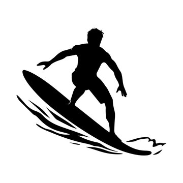 silhouettes of a surfer surfing the waves on his surfboard, Surfer and big wave vector illustrator.