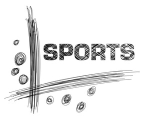 Sports Text Sketch Black White Isolated 