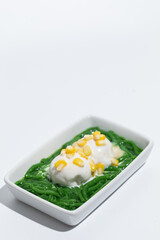 Coconut milk ice-cream with Lod Chong, Thai dessert made with flour