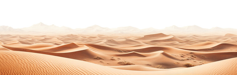 Fototapeta na wymiar Desert with barren sands and rugged terrain, cut out