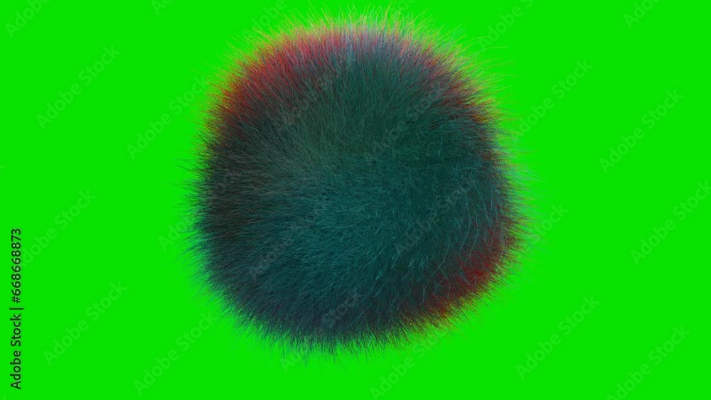 Aufkleber hairy balls spin back and forth on a green background. abstract looping endless animation. 3d render