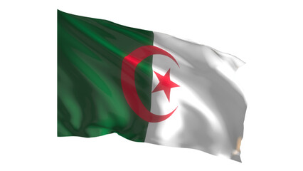 Algeria national flag on white background.
