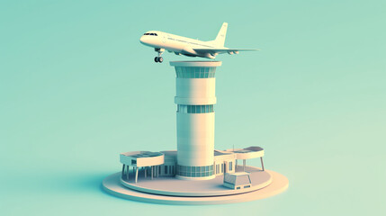 View of air traffic control tower in the Airport