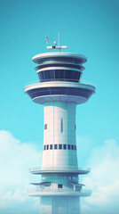 View of air traffic control tower in the Airport