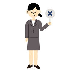 ビジネスパーソン　仕事　女性　スーツ　バツ　全身　イラスト