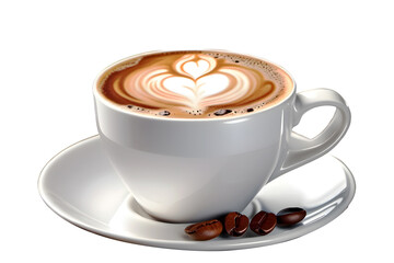 A cup of coffee latte isolated on transparent backgroud. Generative AI - obrazy, fototapety, plakaty