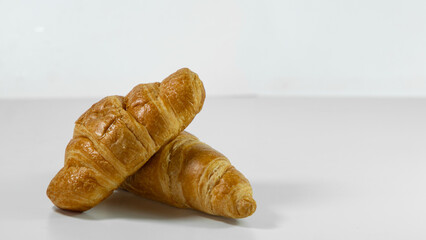 Croissants on a white background. Delicious, fresh croissants on a white background.