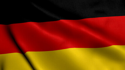 Germany Flag. Waving  Fabric Satin Texture of the Flag of Germany 3D illustration. Real Texture Flag of the Germany