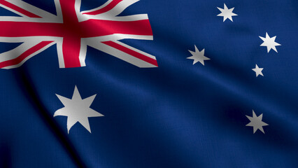 Australia Flag. Waving  Fabric Satin Texture Flag of Australia  3D illustration. Real Texture Flag of the Commonwealth of Australia