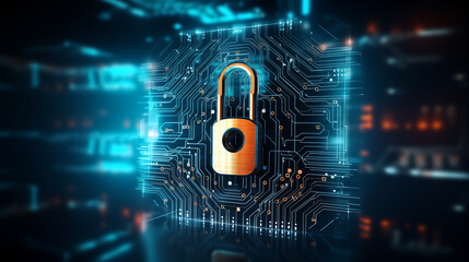Padlock over electronic Circuit-Board