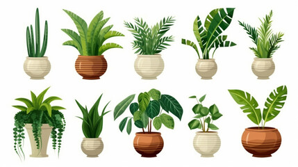 interior plants pot furniture cutouts isolated on white background Transparent Garden. generative ai - obrazy, fototapety, plakaty