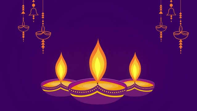 Happy Diwali diya greetings festival of lights animation