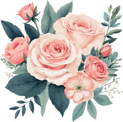 Beautiful and lovely Bunch of roses. Vector art
