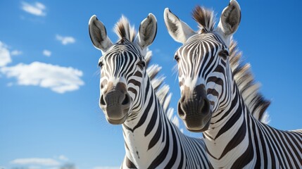 Two zebras together. Generative AI.