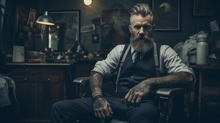 Fototapeta premium portrait of a man barber